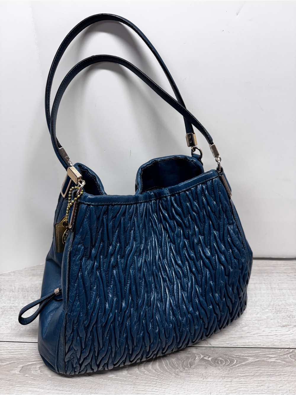 Coach 26257 Madison Phoebe Gathered Twist Teal Leather Shoulder Bag